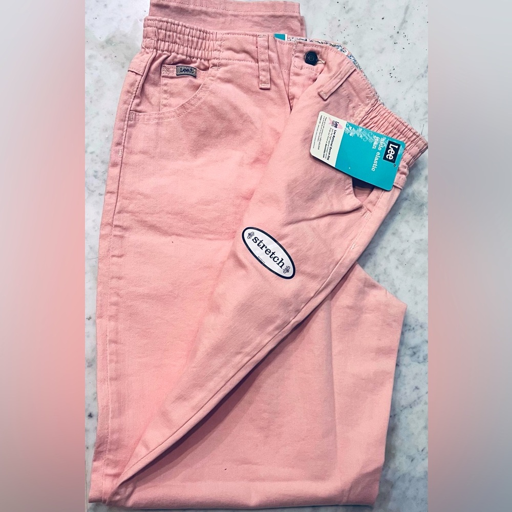 BRAND NEW Lee Women's Pink Jeans Side Elastic Stretch Size 14 Long